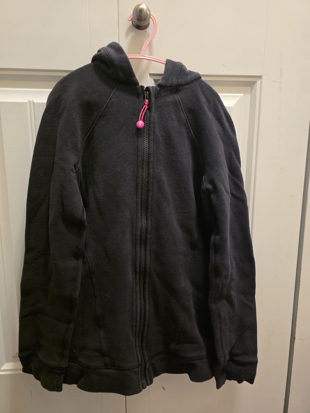 Ivivva Girls' Black Hooded Zip Hoodie with Pink Zipper Pull